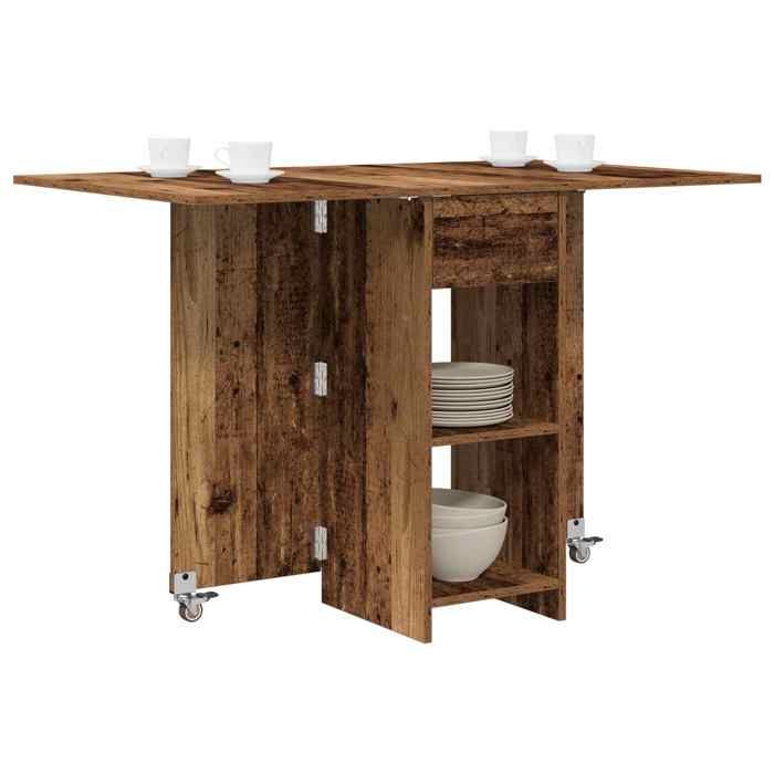 Les SoldesTable à dîner - Table de cuisine rectangulaire au style industriel - 115 x 70 x 75 cm - Bois dingénierie Bois ancien dc
