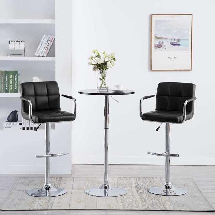 Meilleure MEUBLE Tabourets de bar lot de 2 noir similicuir&01_4946