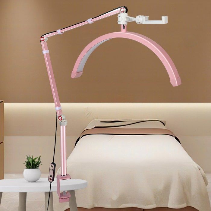 Lampe de Beauté 20W pour Cils et Onglerie Température 3000K à 6000K avec Support de Téléphone TêTe de Lampe Rotative à 360°
