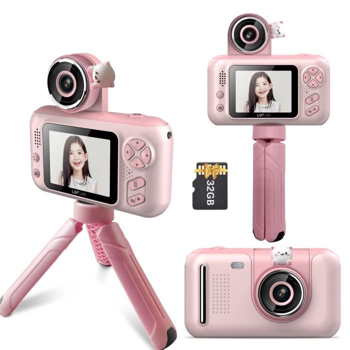 Rose-Caméra numérique pour enfants, Mini caméra vidéo 40mp, écran