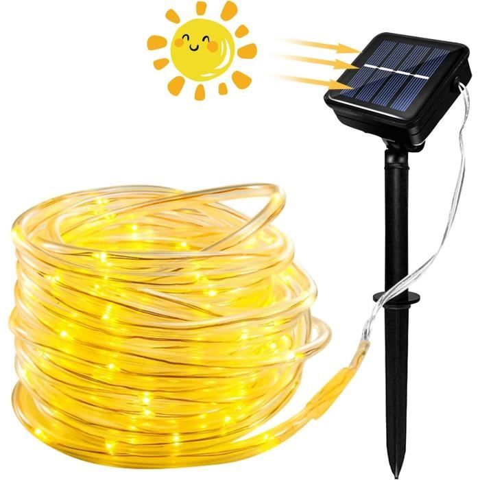 Guirlande Lumineuse Solaire,Exterieur Étanche Lampe Solaire Pour Jardin, Terrasse, Arbre De Noël,Fête Party Décoration,Blanc Chaud,12M 100 LED | Leroy Merlin