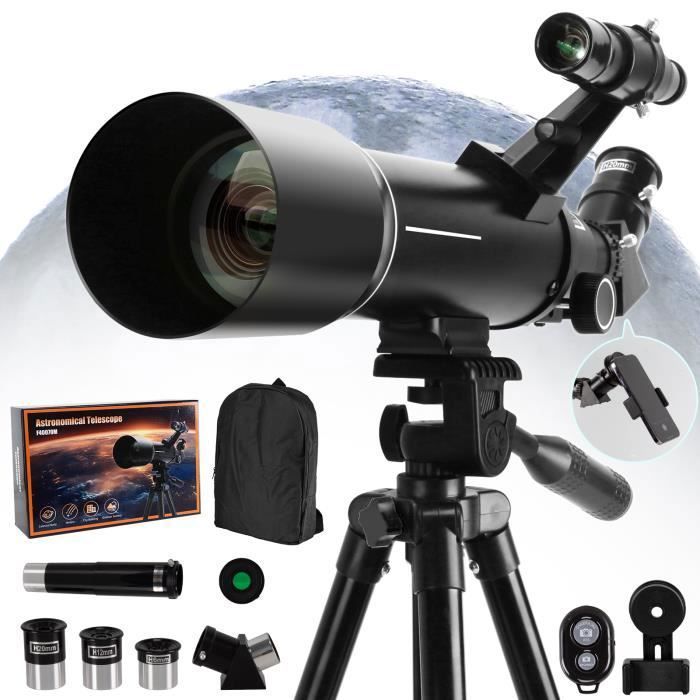 Aomekie Télescope Astronomique Adulte 400/70mm Lunette Astronomique Réfracteur Avec Adaptateur De Téléphone Trépied Ajustable Et Chercheur Pour