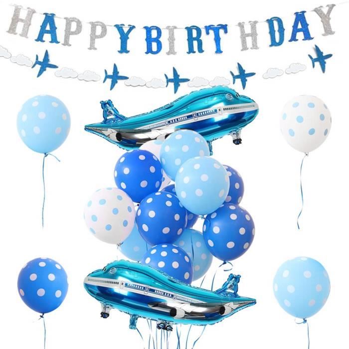 Avion Decorations D Anniversaire Avion Ballons Banniere D Anniversaire Pour Garcons Fournitures De Fete D Anniversaire Yq05j Cdiscount Maison