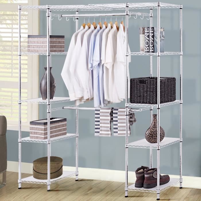 Armoire Vêtement Adulte pour Rangement avec Tringles Télescopique et