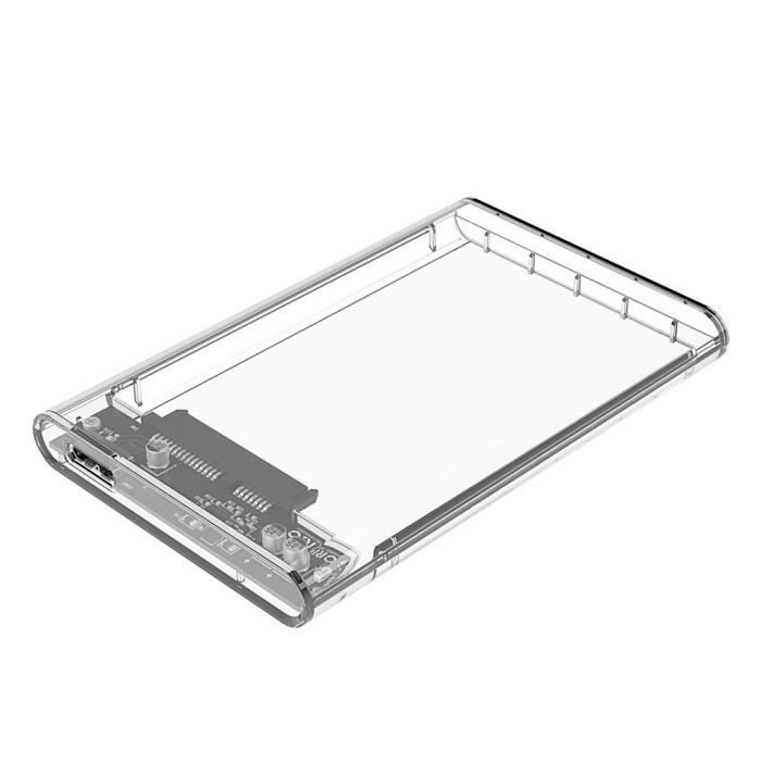 Boîtier de disque dur externe USB 3.0 pour 2.5 pouces SATA HDD SSD transparent