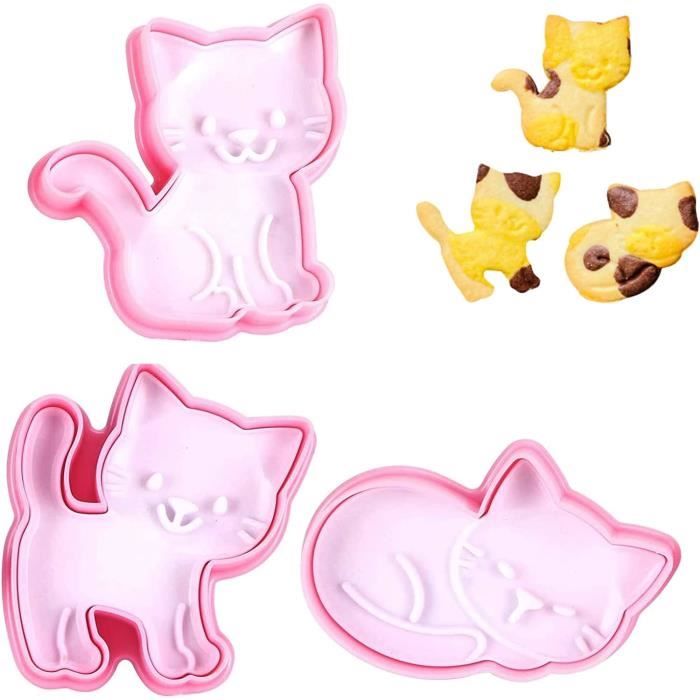 Lot De 8 Emporte-Pièces En Forme De Chat - Pour Biscuits, Fondants, Cookies 3D - Motif Dessin Animé - Taille ~6 Cm - Polypropylène Alimentaire - 12