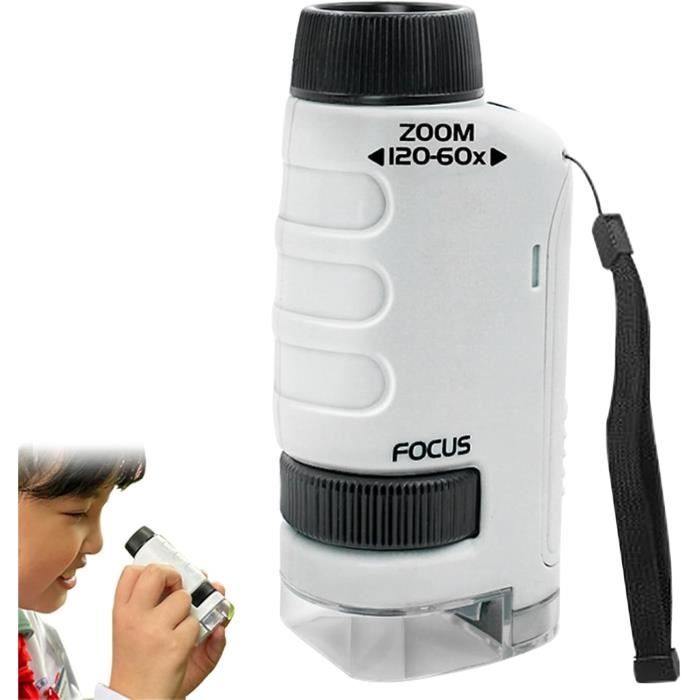 Microscope Poche Enfant 60X-120X BNISE - LED Et UV, 5 Lames Incluses, Portable Orange - Exploration Scientifique