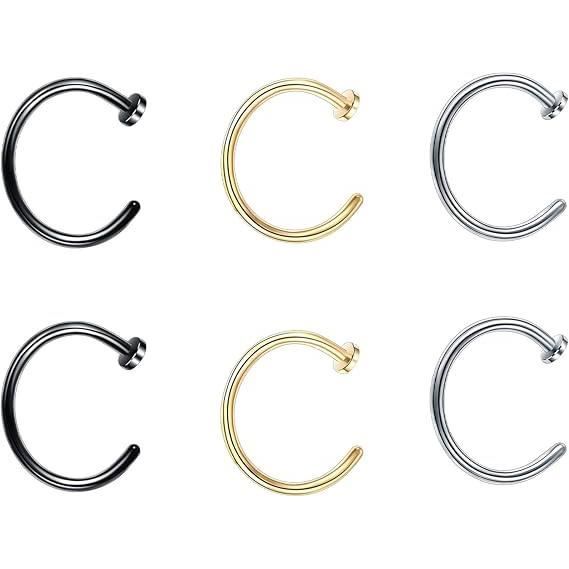 Funseedrr Lot De 6 Faux Piercings Nez En Acier Chirurgical - Anneaux Septum Réglables Et Discrètes