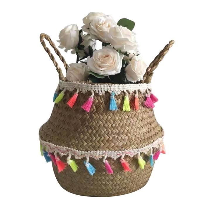 Boite De Rangement De Grande Capacite Seagrass Osier Panier Pot De Fleur Panier Pliant Panier De Rangement Decoration Dfr13 Cdiscount Maison