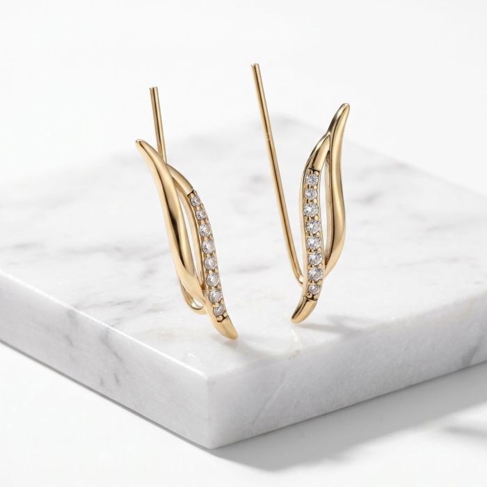 Boucles D'oreilles Bicolores En Or 18 Carats (750/1000) - Neuf Avec étiquettes - Bijou Précieux