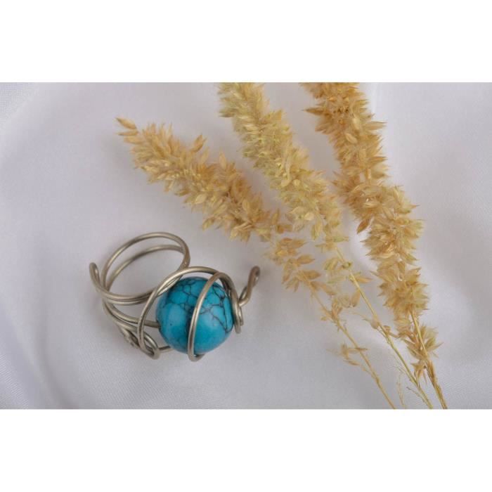 Bague En Fil De Fer Bijou Fait Main Avec Turquoise Achat Vente
