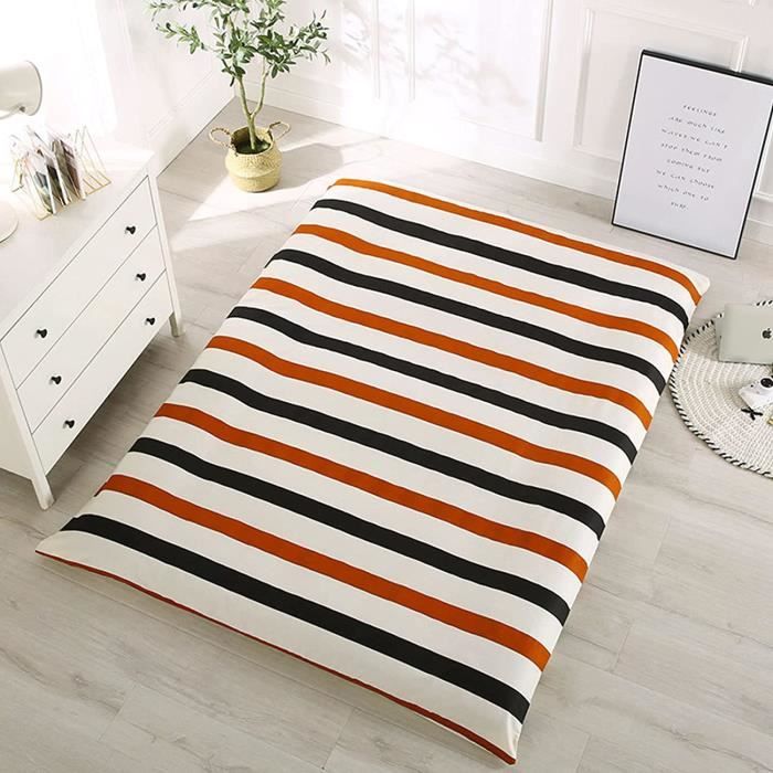 housse de matelas pour matelas futon japonais - orange - 16cm - 100% coton brossé