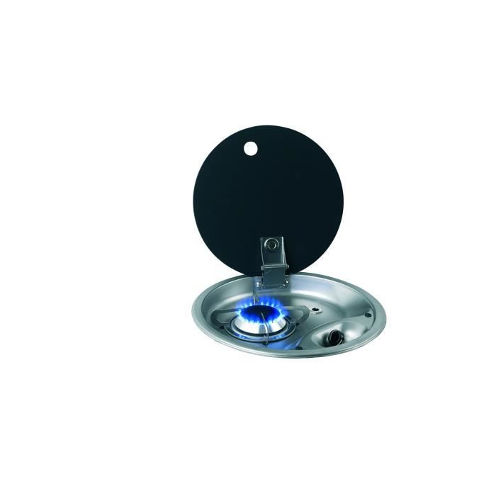 Plaque de cuisson ronde à gaz 1 feux avec couvercle en verre CAN