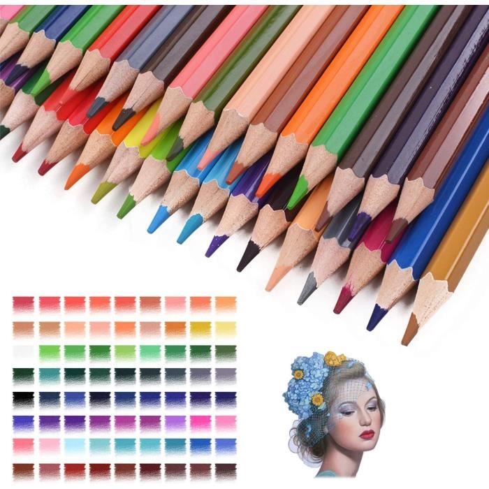 72 Crayons de Couleur Crayons Couleurs Pour Dessin D'art adultes