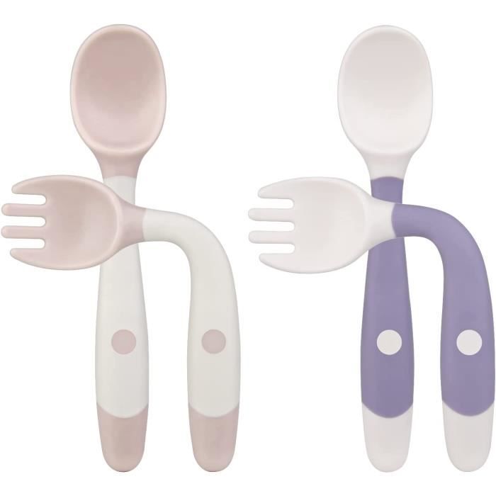 Set De 2 Cuillères Bébé En Silicone - Pour Début De Diversification 4+ Mois - Boîte De Rangement - Lavable Au Lave-vaisselle