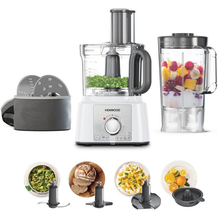 Robot multifonction - KENWOOD - MultiPro Express FDP65.450WH - 1000 W - 3 L - 2 vitesses - Blender 15 L - Blanc