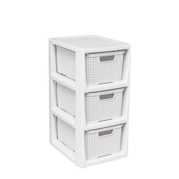 Etagère avec 3 paniers BranQ blanc antique