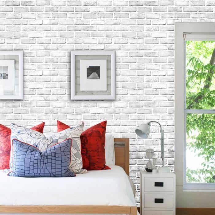 3d Papier Peint Livraison Directe Brique Blanche Autocollant Mural