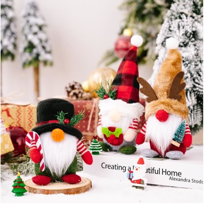 GNOME de Noël Lot de 3 Deco Noel GNOME Peluche Elfe Christmas