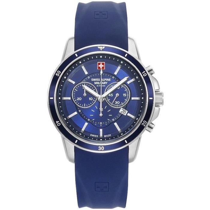 Montre - Swiss Alpine Military - Douglas SAM7089.9835 - Quartz - 46mm - Silicone Bleu Montre - Swiss Alpine Military - Douglas SAM7089.9835 - Quartz - 46mm - Silicone Bleu