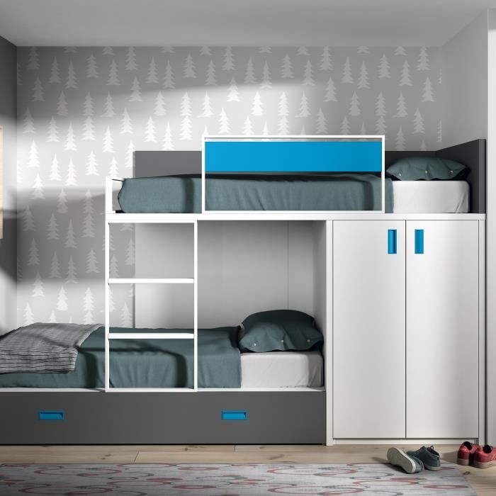 Lit Superpose Avec Lit D Appoint Et Armoire 164 4x298 5x103 4 Cm