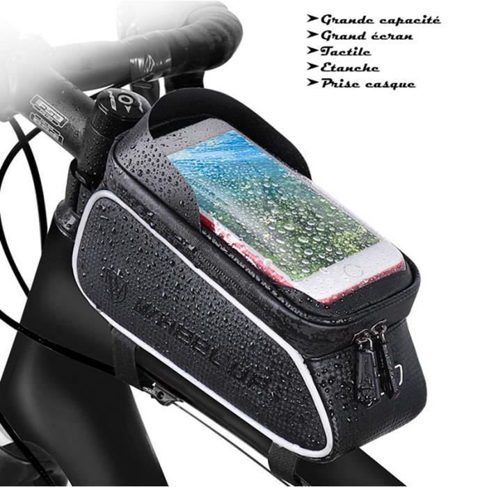 Sacoche De Cadre Vélo étanche - Tactile Pour Guidon - Noire - Neuve