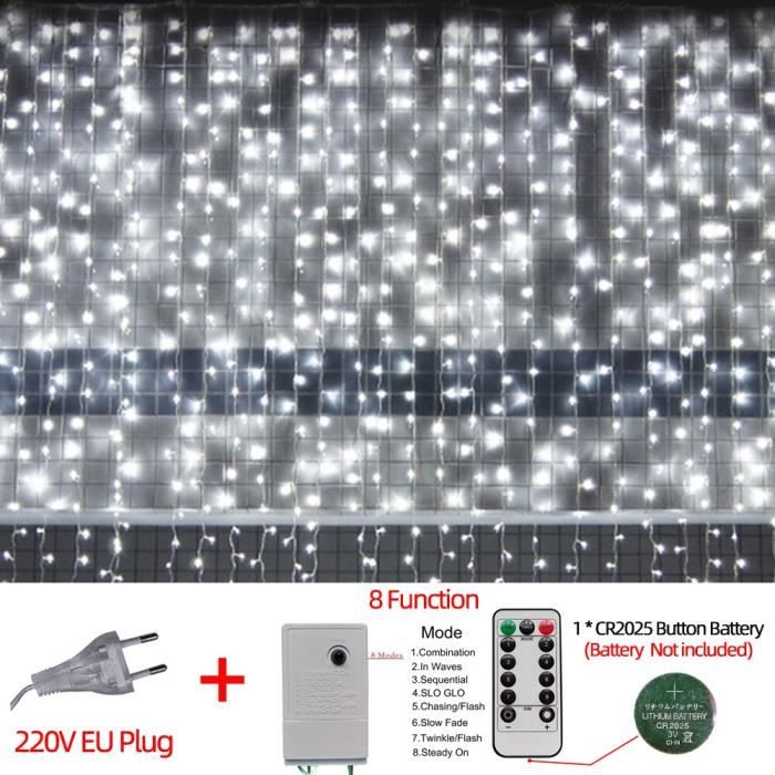 300LED Guirlande Lumineuse,3M USB Rideau Lumineux Noel Intérieur,8