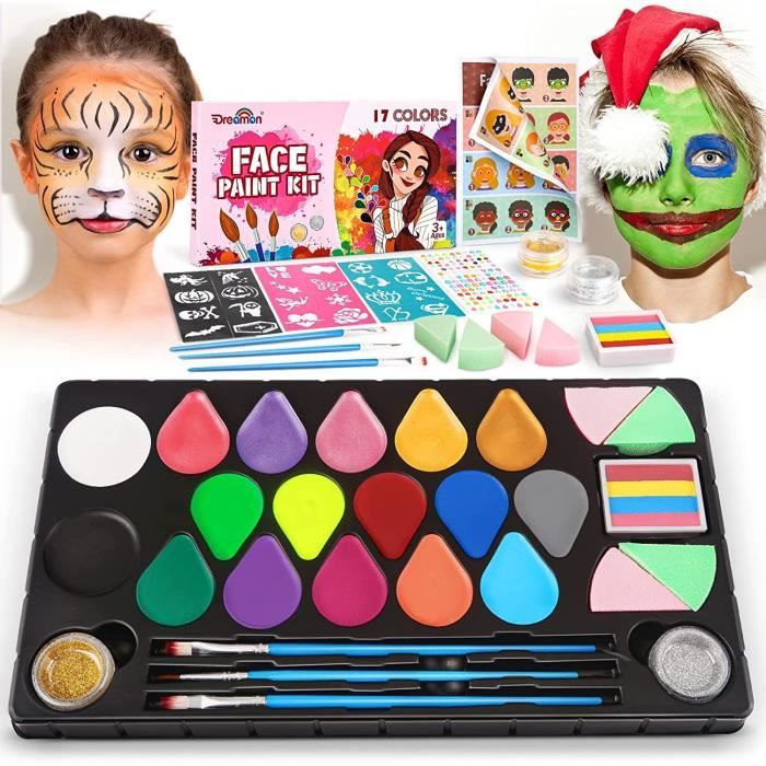 Peinture Corporelle - Kit Maquillage Enfant Visage 27 Peinture Enfants Jouet 4 5 6 Ans Cadeau Carnaval Pâques Halloween