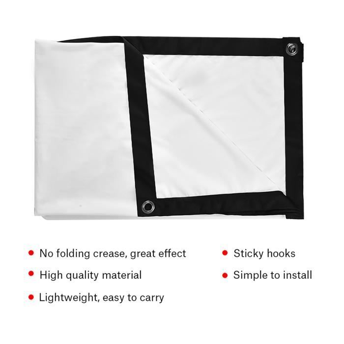 Écran De Projection Portable 60 à 120 Pouces – Format 16:9 – Blanc, Tissu Polyester – Pour Cinéma Maison Ou Extérieur - 7