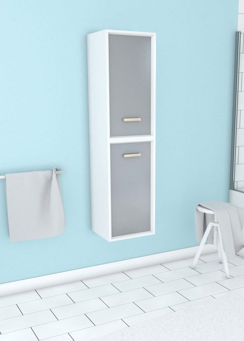 colonne de salle de bain scandinave blanc a suspendre - h150xp25xl35cm - nordik aska