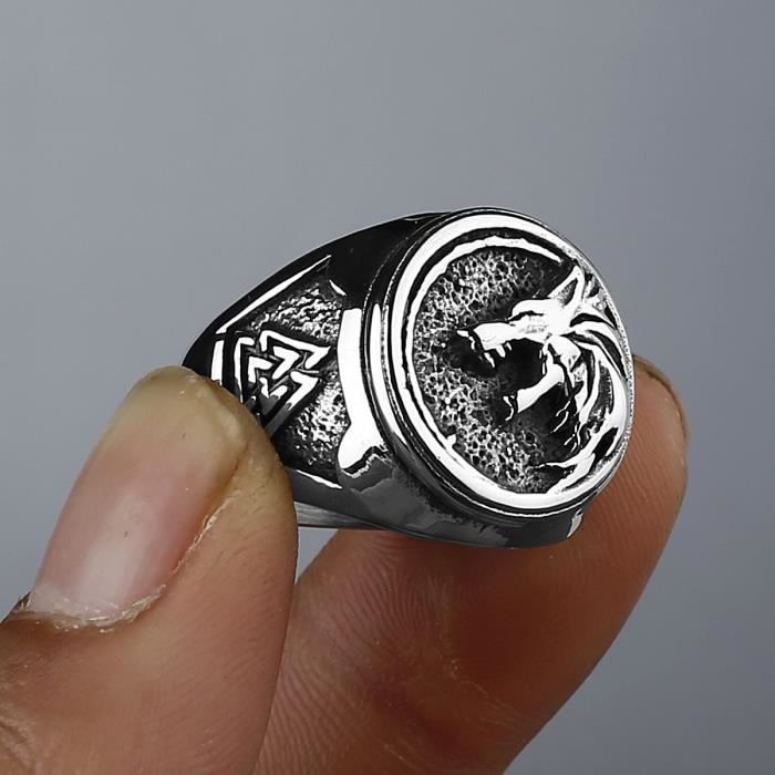Comparer les prix de Bague en acier inoxydable - AUTREMENT - Modèle Viking - Taille 8 - Style géométrique - Pour hommes