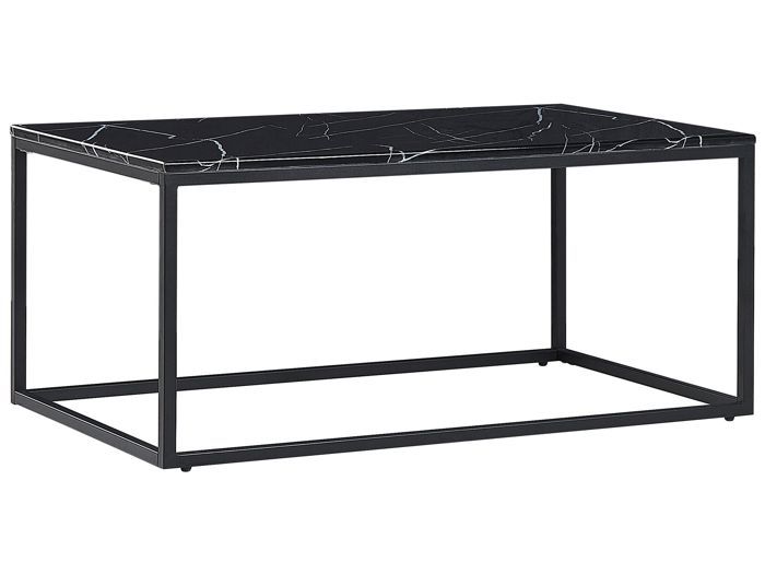 Table Basse Effet Marbre Noir Avec Pieds Noirs Delano Achat