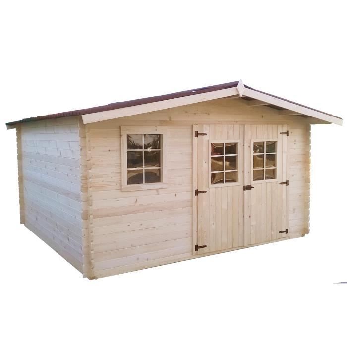 abri de jardin en bois 4x4 m epaisseur 28mm capri cdiscount jardin