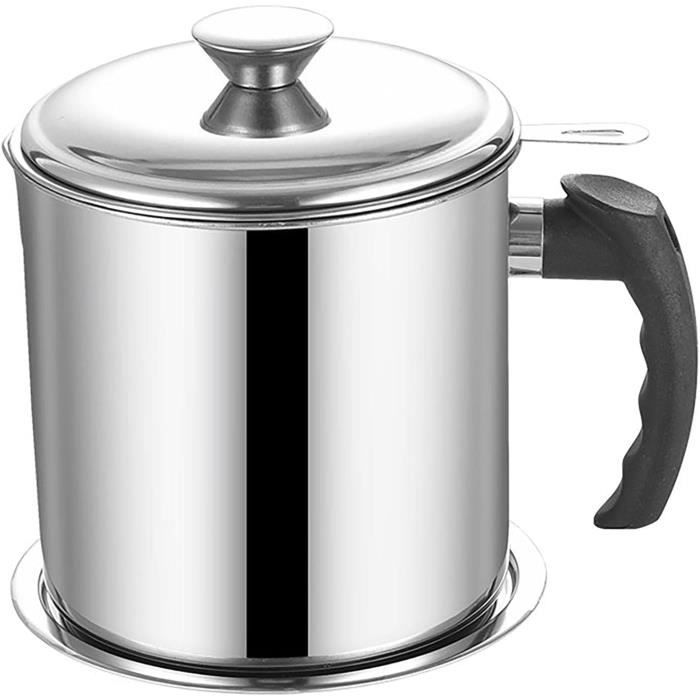 Pot à friteuse avec panier, filtre à huile en acier inoxydable | Récipient polyvalent pour filtre à huile à bacon à large ouverture pour la maison, le camping, les frites, le poisson Pot à friteuse avec panier, filtre à huile en acier inoxydable | Récipient polyvalent pour filtre à huile à bacon à large ouverture pour la maison, le camping, les frites, le poisson