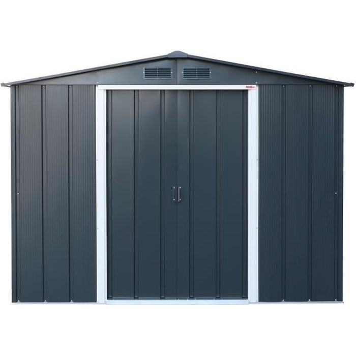 Abri de jardin en métal 477 m2 - DURAMAX - Kit dancrage inclus - Gris anthracite
