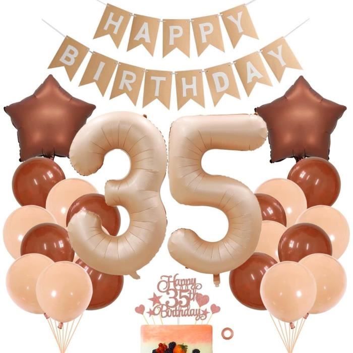 Fancy Partyshop Décorations Pour 35e Anniversaire – Bannière Et écharpe « Happy Birthday » Avec Ballons En Latex En Forme De Chiffre 35, Ballons