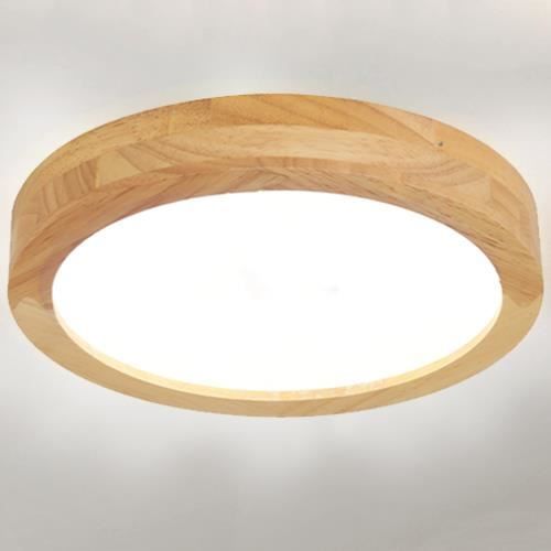 Plafonnier LED MOGOD - Moderne Lampe Plafond Rond Ø30cm en Bois - 6000K Lumière Froide Luminaire pour Salon Chambre Cuisine