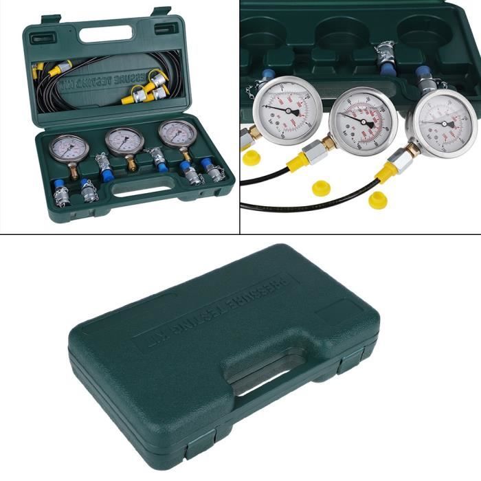Kit Test Pression Hydraulique - Manomètres 25/40/60MPa - Pour Engins De Chantier