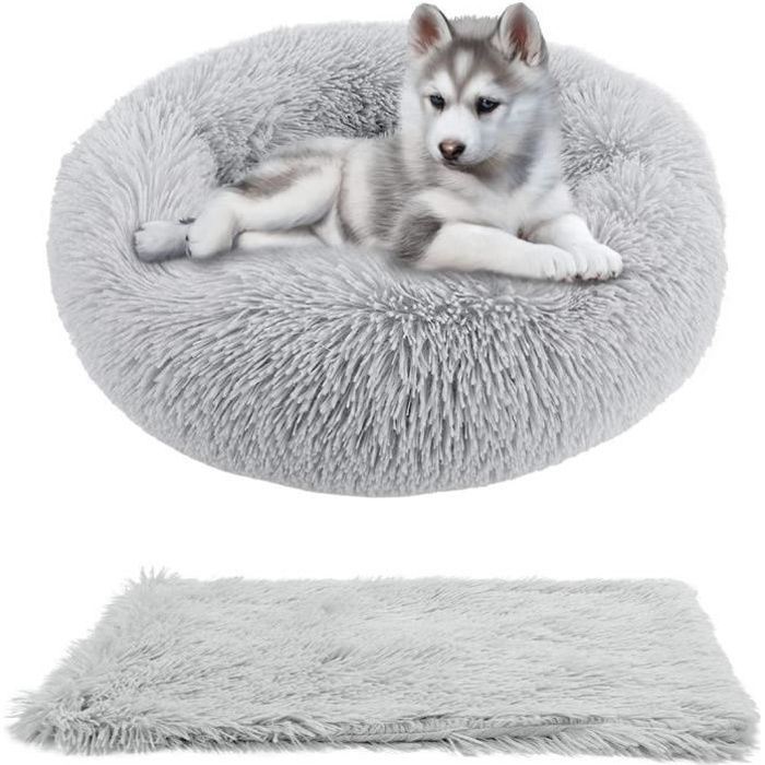 2PC Panier Chien,Panier Rond Chien Coussin Chat Panier Donut Ø 60 cm, Lit pour Chat Doux, panier chien, Petit Chien Doux et Lavable