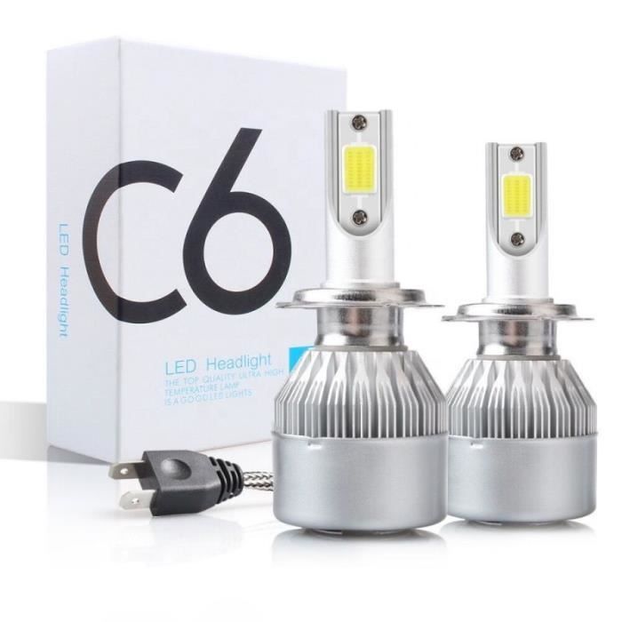 Pack d'Ampoules H7 haute puissance 36Watts C6 ! Avec un flux lumineux de 3800 lumens. Ce kit d'ampoules LED H7 36W remplace vos amp