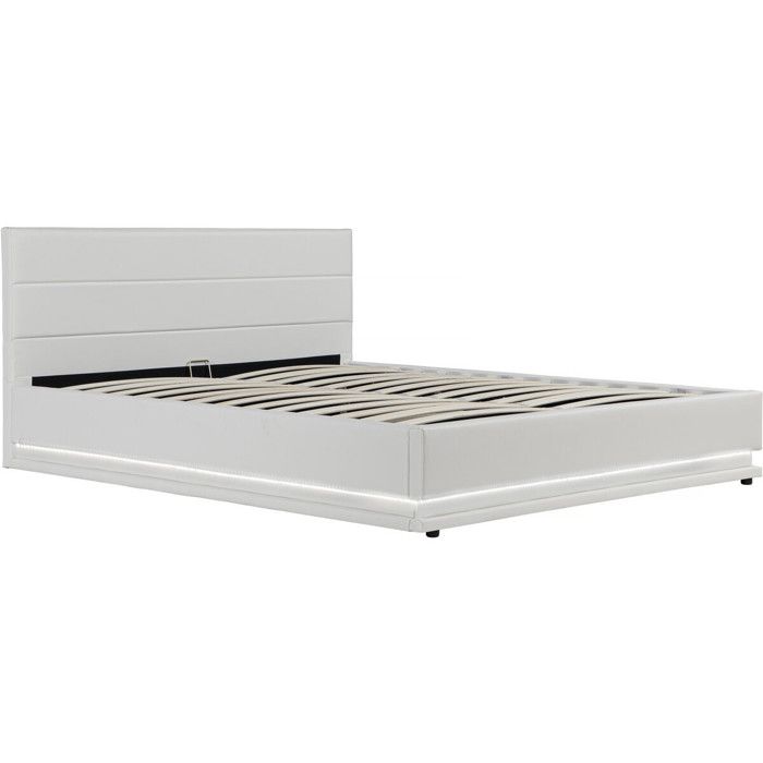 Lit Coffre Led Anastasia 160 X 200 Cm Blanc Achat Vente