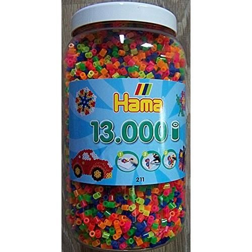 hama - 211-51 - loisir créatif - midi pot 13000 perles - mélange néon