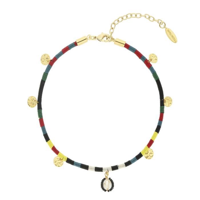 Hipanema Chaîne de cheville Haka Black or pour Femme