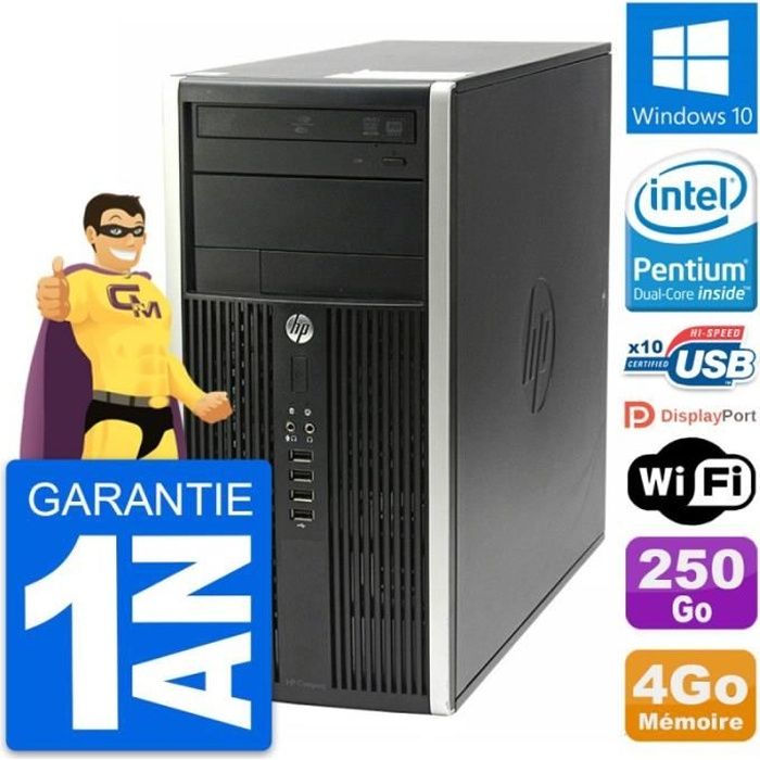 PC Tour HP Compaq Pro 6200 CMT Intel G630 RAM 4Go Disque 250Go Windows 10 Wifi