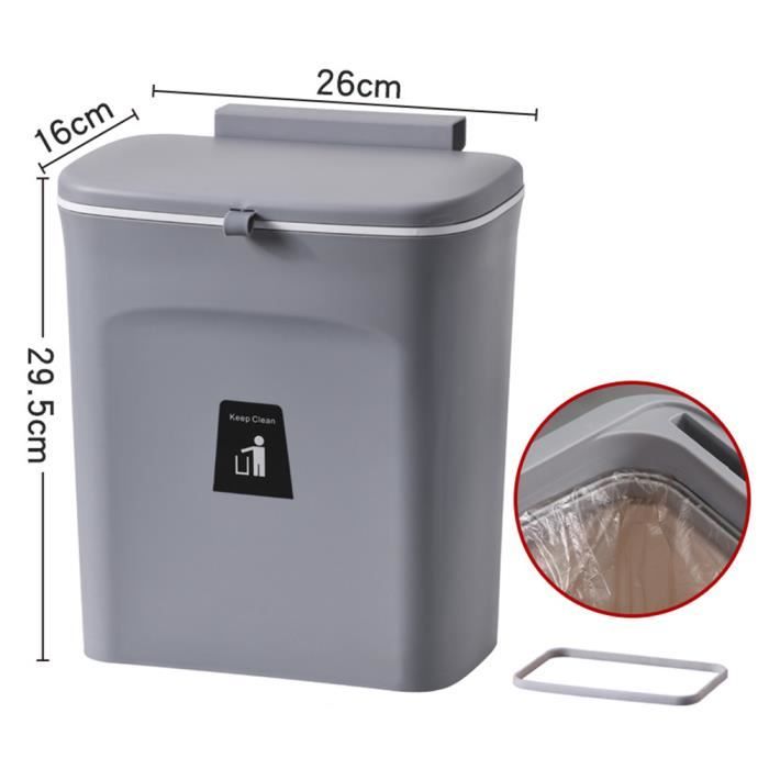 POUBELLE MURALE DE CUISINE - Suspendue, Compacte 25x19.5x15.5 Cm, En PP Résistant