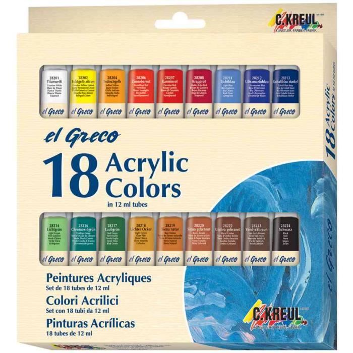OfficeTree Acrylic Paint 14 Tubes de 100 ML - Arylic Peinture - Base d'eau - pour la Peinture Acrylique - Séchage Rapide