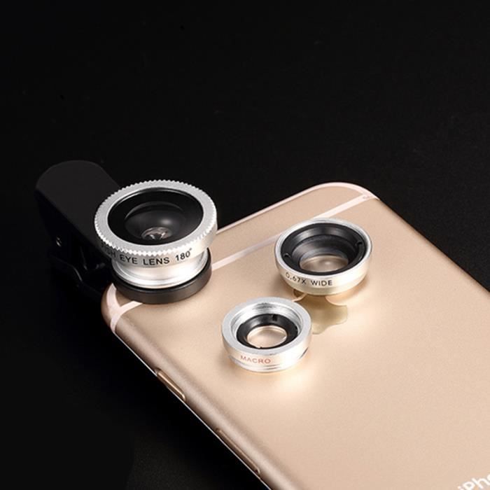 3 en 1 Phone Clip Objectif Fisheye objectif grand angle objectifs macro pour Iphone 5 6 Samsung