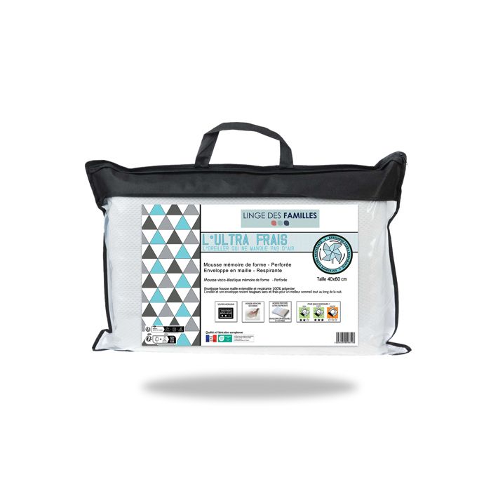 Oreiller à Mémoire de Forme 40x60 cm Ultra Frais Respirant - Mousse