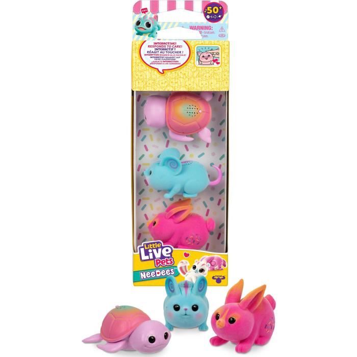 Pack de 3 Needees Little Live Pets – Série 2 Animaux Électroniques Interactifs