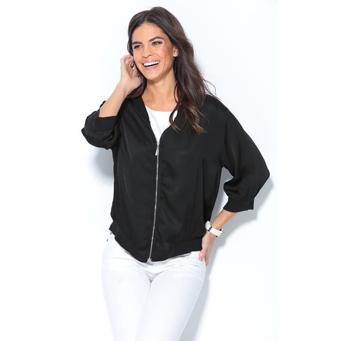 bomber noir satin femme